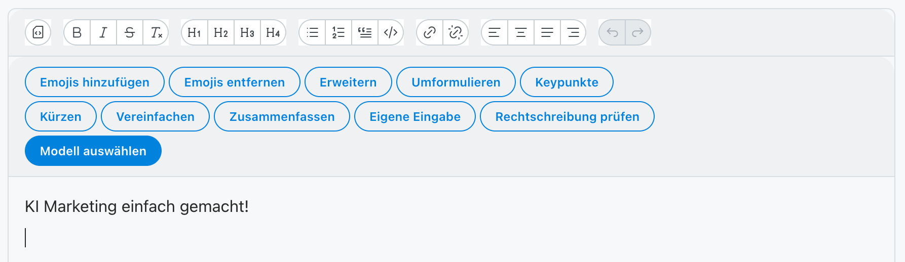 AI Text Editor mit KI-Funktionen